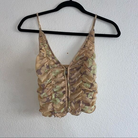 Urban Outfitters UO Yellow Scrunched Corset Style Cami Crop Top - Picture 7 of 7